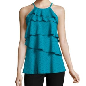 Worthington Sleeveless Tiered Ruffle Tank Top Size